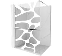 Mexen Kioto+ Mampara de ducha con estante Walk-in 100 x 200 cm, onda blanca, cromo - 800-100-121-01-97 13767 5907709169180