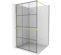 Mexen Kioto+ mampara de ducha con estante Walk-in 100 x 200 cm, rejilla negra, oro cepillado - 800-100-121-55-77 37081 5905315246608