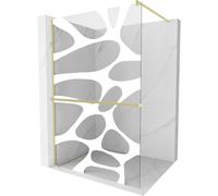 Mexen Kioto+ mampara de ducha con estante Walk-in 110 x 200 cm, ola blanca, oro cepillado - 800-110-121-55-97 37106 5905315246752
