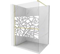Mexen Kioto+ mampara de ducha con estante Walk-in 110 x 200 cm, patrón blanco, oro cepillado - 800-110-121-55-85 37098 5905315246745