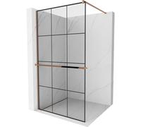 Mexen Kioto+ mampara de ducha con estante Walk-in 120 x 200 cm, cuadrícula negra, oro rosa - 800-120-121-60-77 13988 5907709178359