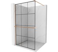 Mexen Kioto+ mampara de ducha con estante Walk-in 120 x 200 cm, rejilla negra, cobre cepillado - 800-120-121-65-77 37352 5905315247865