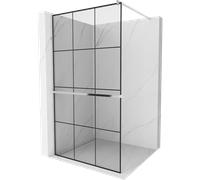 Mexen Kioto+ mampara de ducha con estante Walk-in 120 x 200 cm, rejilla negra, cromo - 800-120-121-01-77 13745 5907709169357
