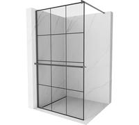 Mexen Kioto+ mampara de ducha con estante Walk-in 120 x 200 cm, rejilla negra, gris metalizado cepillado - 800-120-121-66-77 38018 5905315248817