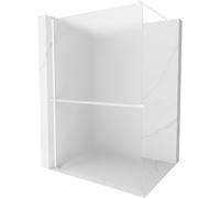 Mexen Kioto+ mampara de ducha con estante Walk-in 130 x 200 cm, escarcha, blanco - 800-130-121-20-30 38102 5905315300386