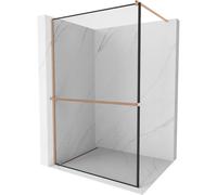 Mexen Kioto+ mampara de ducha con estante Walk-in 140 x 200 cm, marco negro, cobre cepillado - 800-140-121-65-70 37333 5905315248091