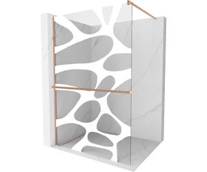 Mexen Kioto+ mampara de ducha con estante Walk-in 140 x 200 cm, onda blanca, cobre cepillado - 800-140-121-65-97 37805 5905315248138
