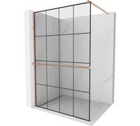 Mexen Kioto+ mampara de ducha con estante Walk-in 140 x 200 cm, rejilla negra, cobre cepillado - 800-140-121-65-77 37355 5905315248107