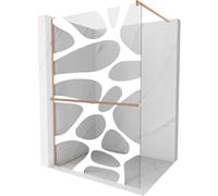 Mexen Kioto+ mampara de ducha con estante Walk-in 80 x 200 cm, ola blanca, cobre cepillado - 800-080-121-65-97 37797 5905315247414