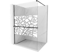 Mexen Kioto+ mampara de ducha con estante Walk-in 80 x 200 cm, patrón blanco, negro - 800-080-121-70-85 13853 5907709178779