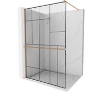 Mexen Kioto+ mampara de ducha con estante Walk-in 90 x 200 cm, diseño negro, cobre cepillado - 800-090-121-65-78 37779 5905315247513