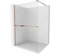 Mexen Kioto+ mampara de ducha con estantería Walk-in 120 x 200 cm, franjas, oro rosa - 800-120-121-60-09 21327 5905315201140
