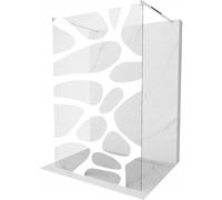 Mexen Kioto mampara de ducha independiente 100 x 200 cm, onda blanca 8 mm, cromo - 800-100-002-01-97 14182 5907709134300