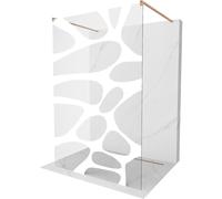 Mexen Kioto mampara de ducha independiente 110 x 200 cm, onda blanca 8 mm, cobre cepillado - 800-110-002-65-97 36454 5905315268433