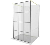Mexen Kioto mampara de ducha independiente 120 x 200 cm, rejilla negra de 8 mm, oro cepillado - 800-120-002-55-77 36313 5905315267696