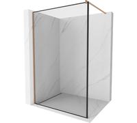 Mexen Kioto mampara de ducha Walk-in 150 x 200 cm, marco negro 8 mm, cobre cepillado - 800-150-101-65-70 36943 5905315242143