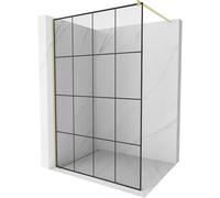 Mexen Kioto mampara de ducha Walk-in 150 x 200 cm, rejilla negra 8 mm, oro cepillado - 800-150-101-55-77 37428 5905315240828