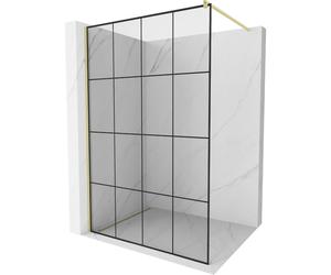 Mexen Kioto mampara de ducha Walk-in 150 x 200 cm, rejilla negra 8 mm, oro cepillado - 800-150-101-55-77 37428 5905315240828