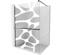 Mexen Kioto+ panel de ducha con estante Walk-in 100 x 200 cm, onda blanca, negro - 800-100-121-70-97 13863 5907709178984