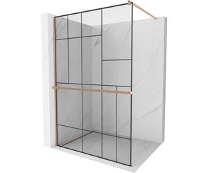 Mexen Kioto+ panel de ducha con estante Walk-in 100 x 200 cm, patrón negro, cobre cepillado - 800-100-121-65-78 37780 5905315247636
