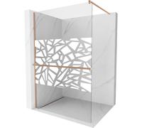 Mexen Kioto+ panel de ducha con estante Walk-in 130 x 200 cm, patrón blanco, cobre cepillado - 800-130-121-65-85 37794 5905315248008
