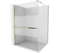 Mexen Kioto+ panel de ducha con estante Walk-in 90 x 200 cm, transparente/escarchado, dorado - 800-090-121-50-35 13870 5907709169814