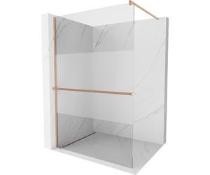 Mexen Kioto+ panel de ducha con estantería Walk-in 100 x 200 cm, transparente/escarcha, cobre cepillado - 800-100-121-65-35 37300 5905315247582