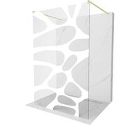 Mexen Kioto panel de ducha independiente 120 x 200 cm, ola blanca 8 mm, oro cepillado - 800-120-002-55-97 36345 5905315267726