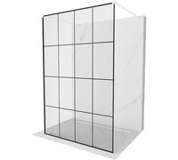Mexen Kioto panel de ducha independiente 150 x 200 cm, cuadrícula negra 8 mm, blanco - 800-150-002-20-77 36031 5905315267177