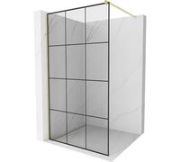 Mexen Kioto Panel de ducha Walk-in 110 x 200 cm, rejilla negra 8 mm, dorado cepillado - 800-110-101-55-77 37422 5905315240354