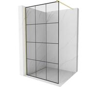 Mexen Kioto Panel de ducha Walk-in 120 x 200 cm, rejilla negra 8 mm, dorado cepillado - 800-120-101-55-77 37424 5905315240484