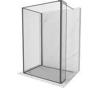 Mexen Kioto panel de ducha Walk-in 140 x 100 x 30 cm, marco negro, gris acero cepillado - 800-140-100-221-66-70-030 51192 5905315364265