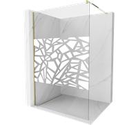 Mexen Kioto panel de ducha Walk-in 140 x 200 cm, patrón blanco 8 mm, dorado - 800-140-101-50-85 3041 5907709130432