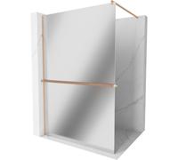 Mexen Kioto+ pared de ducha con estante Walk-in 90 x 200 cm, espejo, cobre cepillado - 800-090-121-65-50 37315 5905315247483