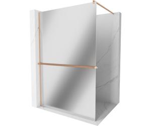 Mexen Kioto+ pared de ducha con estante Walk-in 90 x 200 cm, espejo, cobre cepillado - 800-090-121-65-50 37315 5905315247483