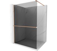 Mexen Kioto+ tablero de ducha con estante Walk-in 120 x 200 cm, grafito, cobre cepillado - 800-120-121-65-40 37310 5905315247834