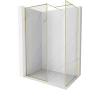 Mexen Kioto-XF panel de ducha Walk-in con marco 80 x 70 cm, transparente 10 mm, oro cepillado - 800-080-202-04-55-070-XF 60832 5905315563767