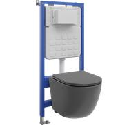 Mexen Lena conjunto empotrado WC bastidor Tex Slim con taza WC y asiento de cierre suave, gris oscuro mate - 610030224071 101169 5907931045207