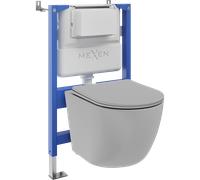 Mexen Lena conjunto empotrado WC estructura neumática Tex Air XS-F con taza WC y asiento de caída lenta, gris claro mate 101158 5907931045092