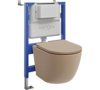 Mexen Lena conjunto empotrado WC estructura neumática Tex Air XS-F con taza WC y asiento de cierre suave, cappuccino mate 101166 5907931045177