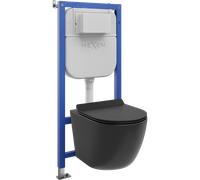 Mexen Lena conjunto empotrado WC marco Tex E con taza WC y asiento con cierre suave, negro mate - 610930220185 101252 5907931048192