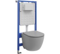 Mexen Lena conjunto empotrado WC soporte Tex Slim con taza WC y tapa de cierre suave, gris claro mate - 610030224061 101153 5907931045047