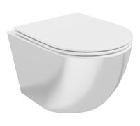 Mexen Lena miska wc Sin Reborde con tapa de cierre lento slim, duroplast, blanca/plateada - 30224004 21410 5905315200938