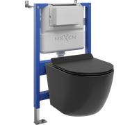 Mexen Lena set sanitario empotrado WC Tex Air XS-F con bastidor neumático con taza WC Tornado y asiento de caída lenta, negro 101270 5907931048376