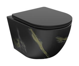 Mexen Lena taza de inodoro Rimless con asiento de cierre suave slim, duroplast, piedra negra - 30224098 35120 5905315067074