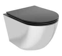 Mexen Lena taza de inodoro sin reborde con asiento de cierre suave slim, duroplast, negro mate/plata - 30224074 16084 5907709154537
