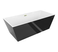 Mexen Lita bañera exenta 170 x 75 cm, blanca/negra, rebosadero dorado - 52121707575-50 45929 5905315380234
