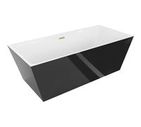 Mexen Lita bañera exenta 170 x 75 cm, blanca/negra, rebosadero dorado cepillado - 52121707575-55 45932 5905315380241