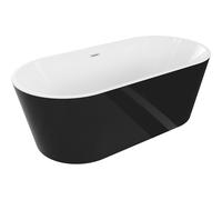 Mexen Luna bañera exenta 150 x 75 cm, blanca/negra, rebosadero blanco - 52031507575-20 45771 5905315379221