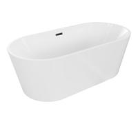 Mexen Luna bañera exenta 150 x 75 cm, blanca, rebosadero negro - 52031507500-70 45767 5905315379184